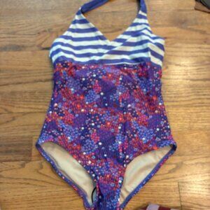 NWT Tea Collection Bells Beach Halter One-Piece Swimsuit Han Purple Size 10